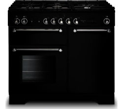 RANGEMASTER  Kitchener 100 Dual Fuel Range Cooker - Black & Chrome